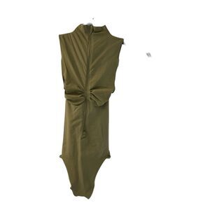 Skims Women's Size Small Olive Green One Piece Bodysuit Zip UP